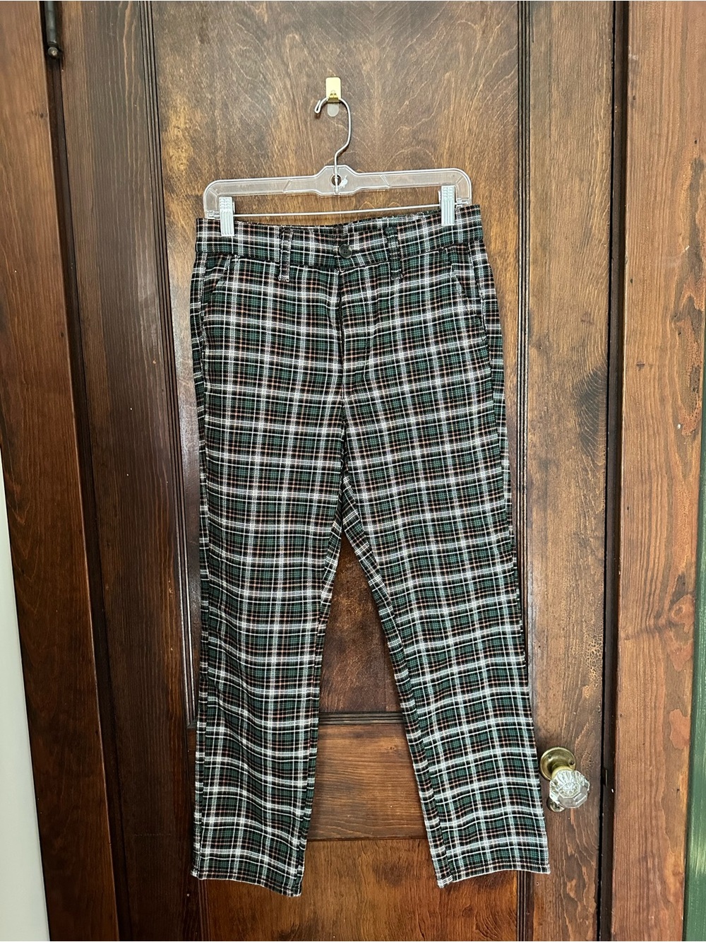 American Eagle Slim Fit Plaid Women’s Pants - Black & Green